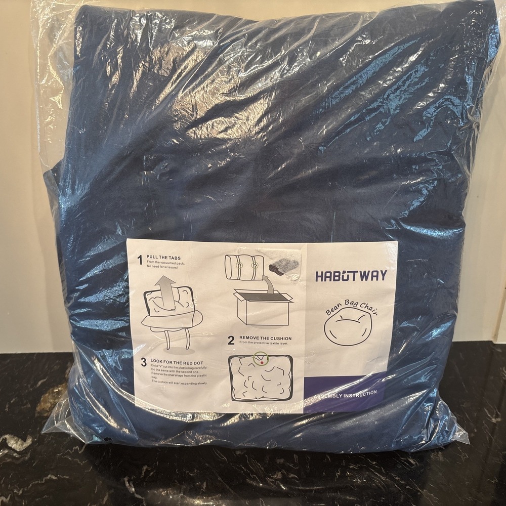 Bean Bag Chair Cover, Microsuede - Navy - Cover Only 36x36x22